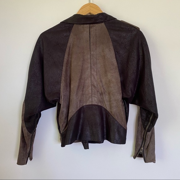 Vintage 2B.Rych Suede Two-Tone Moto Style Jacket - Picture 5 of 8